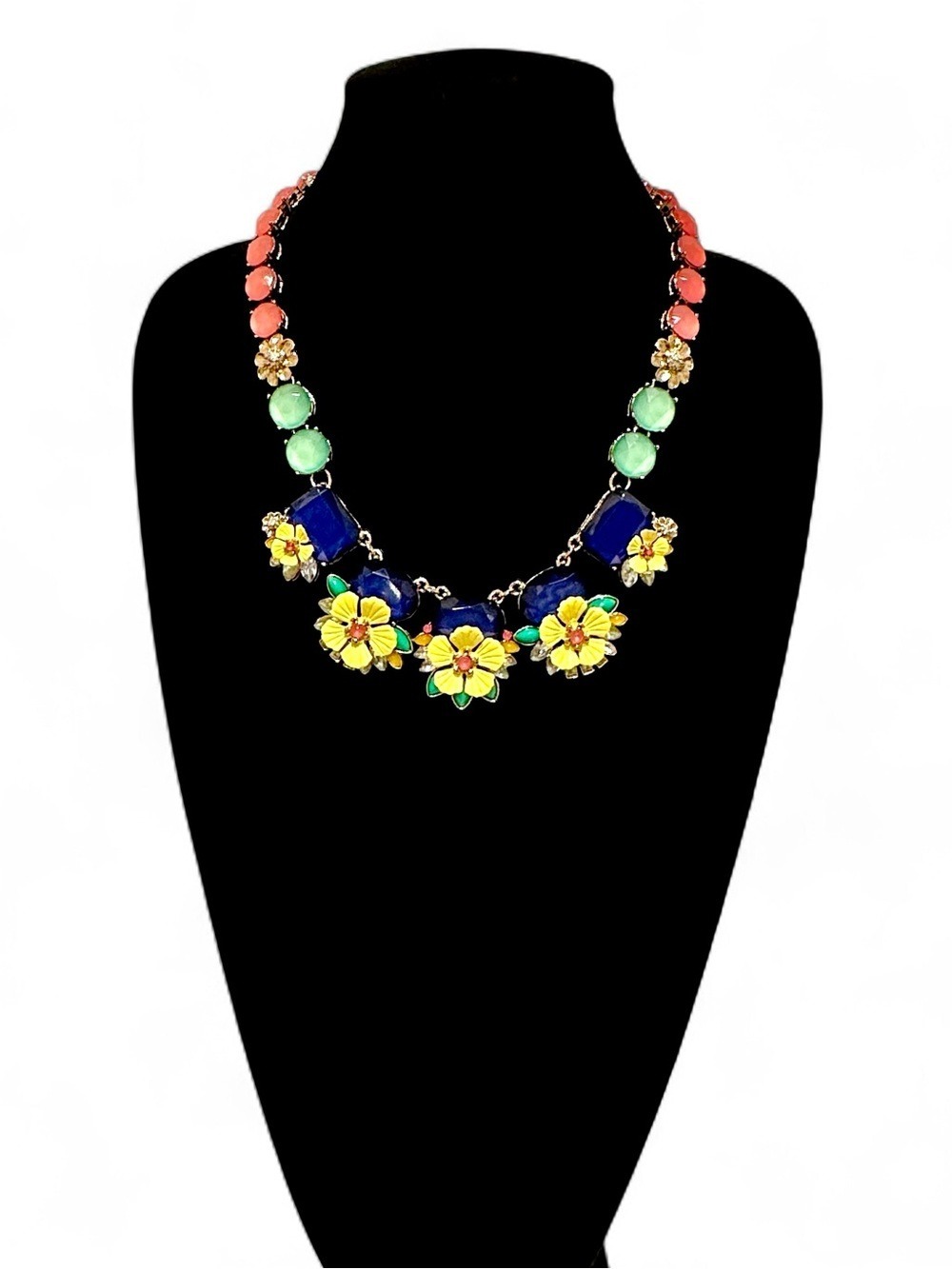 TALBOTS Colorful Designer Floral Gemstone Statement Necklace | NEW | MRSP $98